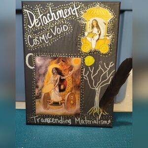 Cosmic Void Art Canvas with Feather Accent     One Of The 10 Mahavidyas